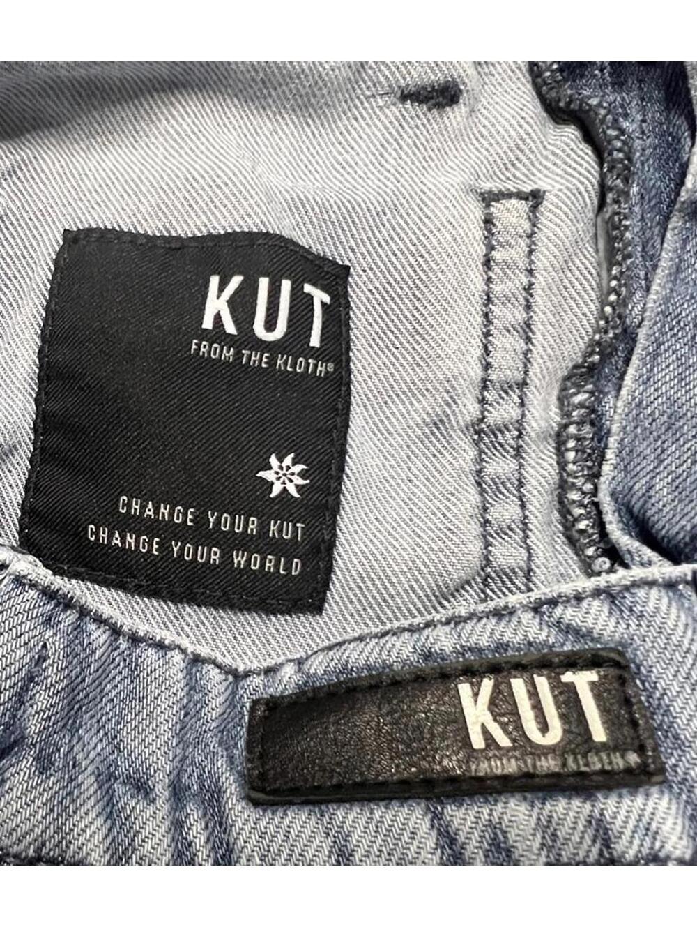 KUT from the Kloth Grey/Blue Utility Straight Leg Jeans Front Patch Pockets 0 - Picture 4 of 9